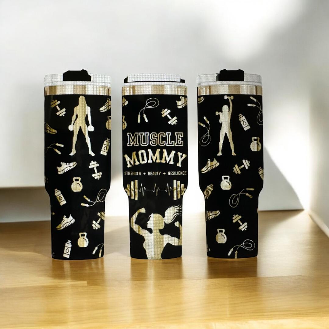 Muscle Mommy 40 oz. Insulated Tumbler – For Strength, Beauty & Resilience