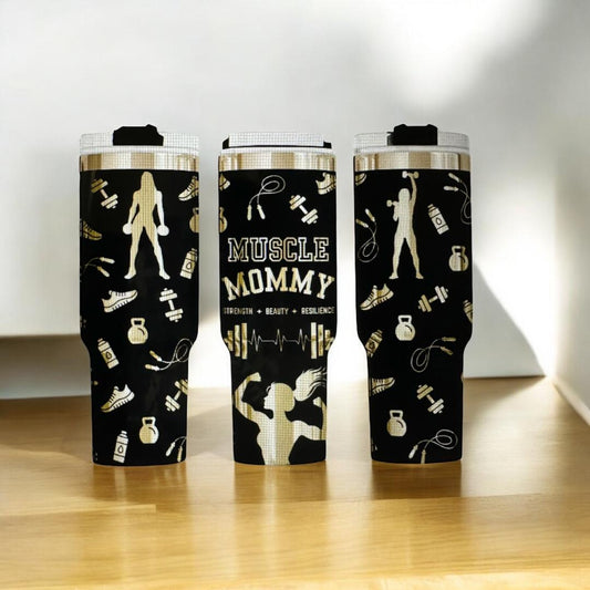 Muscle Mommy 40 oz. Insulated Tumbler – For Strength, Beauty & Resilience