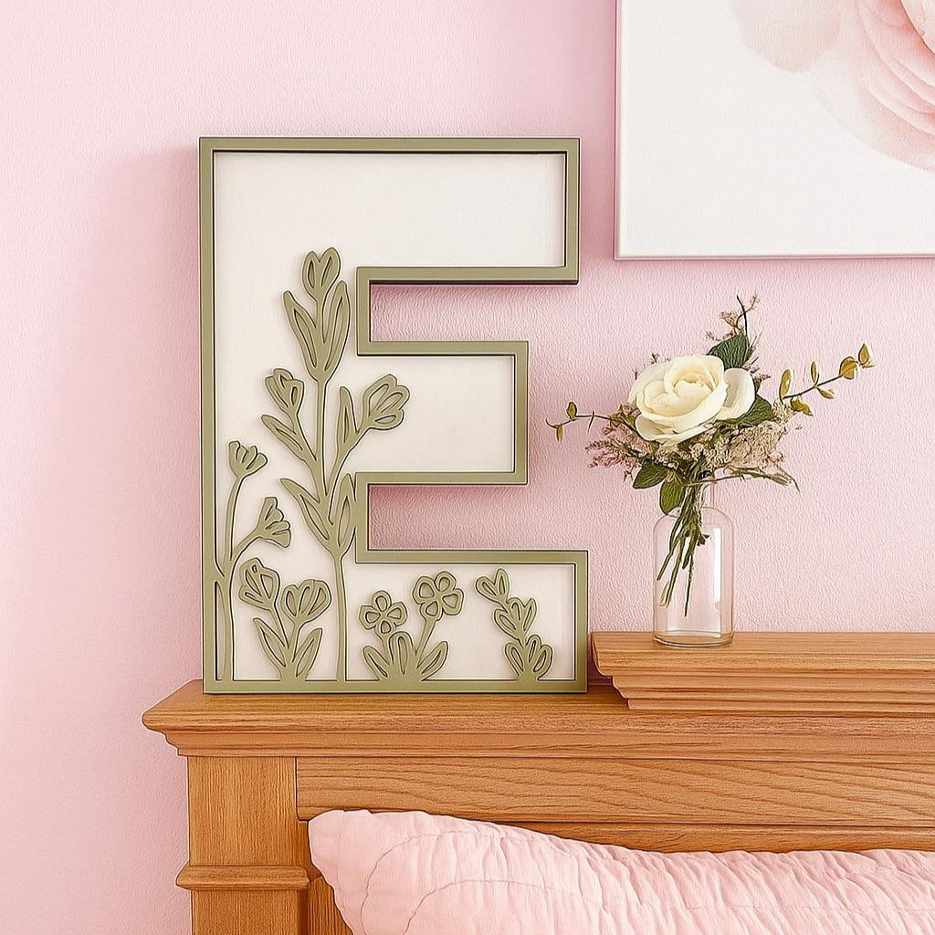 Wildflower Flowered Wall Décor 3D Layered Letters Wood Nursery Letters Boho Name Sign Layered 3d Letters Floral Wooden Alphabet Letters