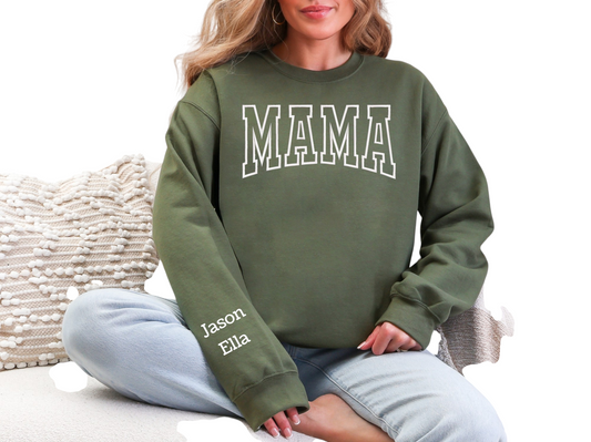 Personalized Embroidered Mama Sweatshirt with Kids Names