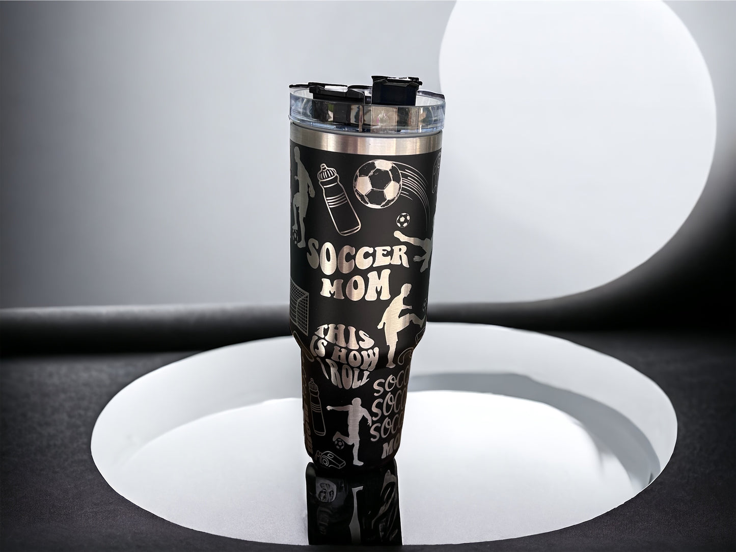 40 oz. Sports-Themed Insulated Tumblers With Handle And Straw– Perfect for Coaches, Moms, and Fans