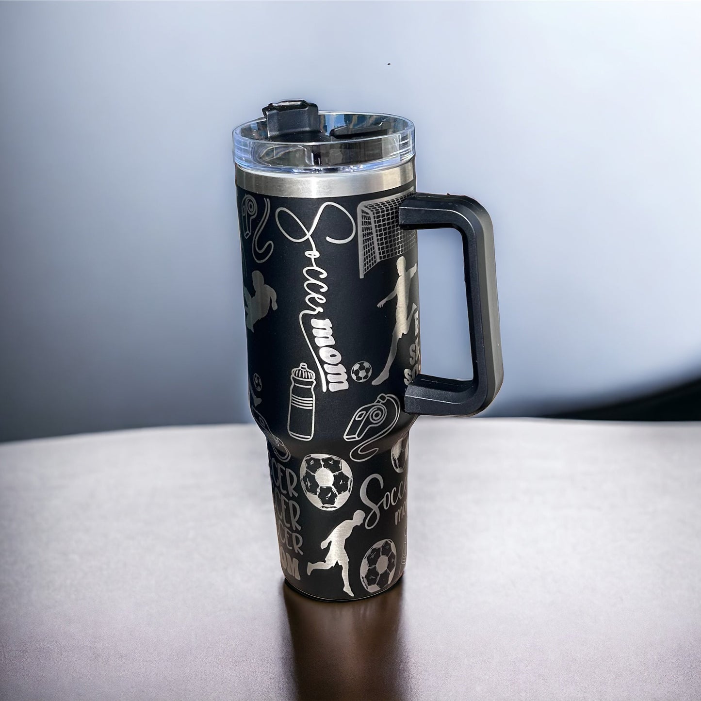 40 oz. Sports-Themed Insulated Tumblers With Handle And Straw– Perfect for Coaches, Moms, and Fans