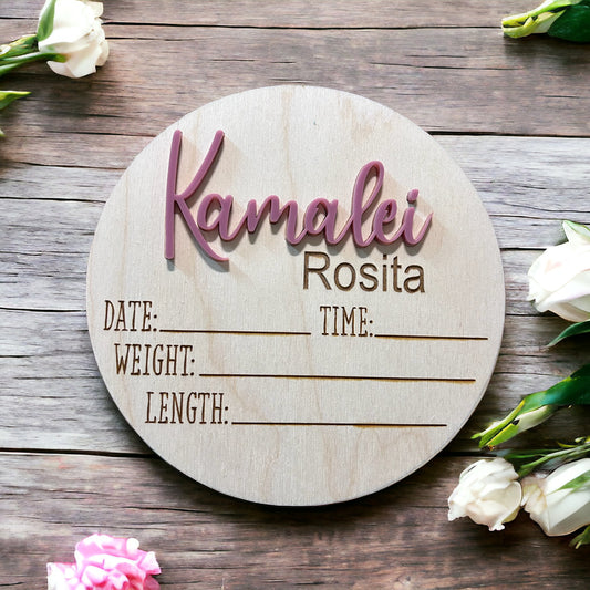 Personalized Birth Announcement with Stats