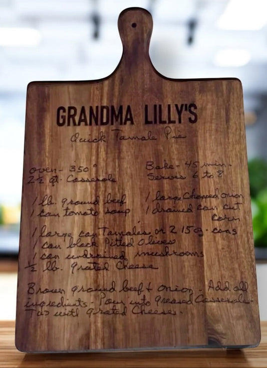 Handwritten Recipe Cutting Board, Handwritten message Cutting Board