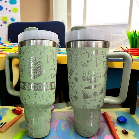 Personalized 40 oz. Insulated Engraved Tumbler Wrap for Daycare Providers – “Tiny Human Tamer” Edition