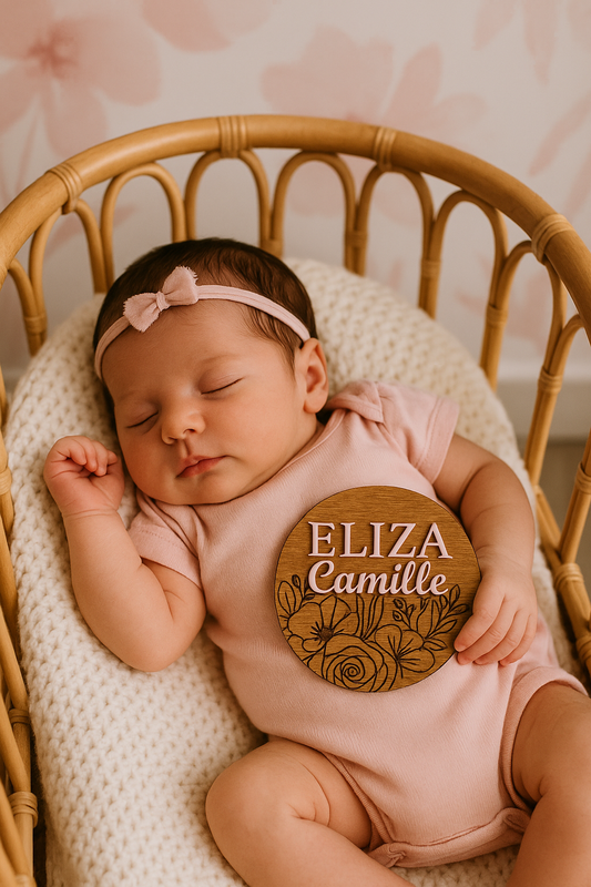 Personalized Floral Girls Birth Announcement Sign and Matching Monthly Milestone Markers