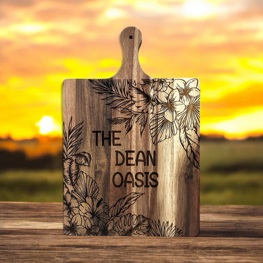Personalized Tropical Acacia Wood Cutting Board