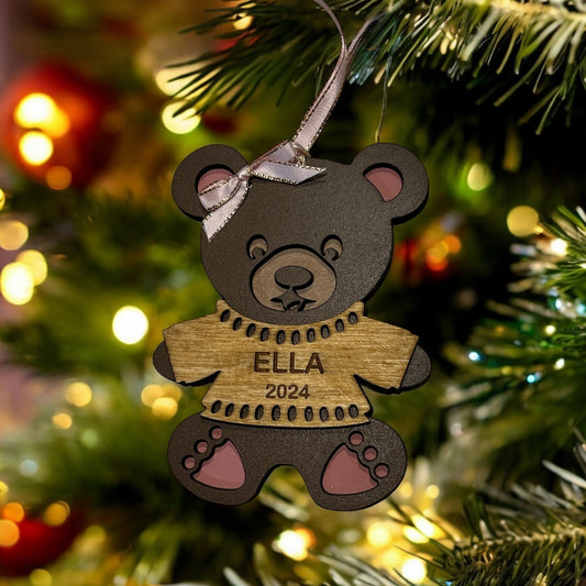 Pink Sweater Teddy Bear Ornament