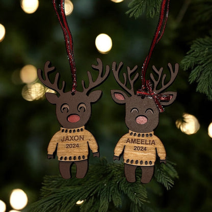 Sweater Reindeer with a bow Ornament